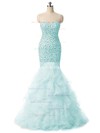 Trumpet/Mermaid Sweetheart Tulle with Beading Floor-length Amazing Prom Dress #JCD020102762