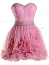 Cute A-line Sweetheart Tulle with Beading Short/Mini Prom Dresses #JCD020102811
