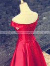 Off-the-shoulder A-line Satin Sashes / Ribbons Floor-length Vintage Short Sleeve Prom Dresses #JCD020102879