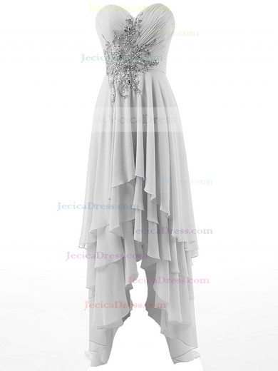 A-line Sweetheart Chiffon with Beading Inexpensive Asymmetrical Prom Dresses #JCD020102881