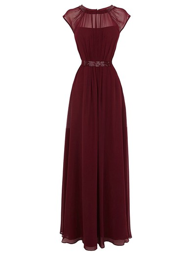 A-line Scoop Neck Chiffon with Sashes / Ribbons Floor-length Wholesale Prom Dresses #JCD020102884