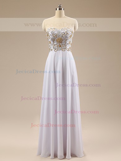 Cheap A-line Sweetheart Chiffon with Sequins Floor-length Prom Dresses #JCD020102904