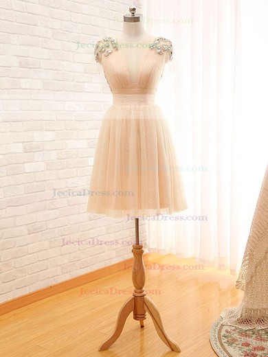 Backless A-line Scoop Neck Tulle with Beading Online Short/Mini Prom Dresses #JCD020102916