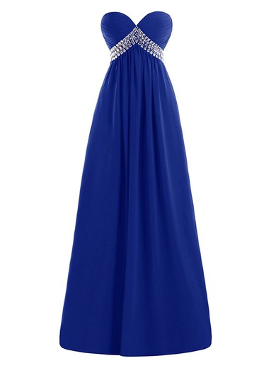 Discounted Sweetheart Chiffon with Beading Floor-length Royal Blue Empire Prom Dresses #JCD020102958
