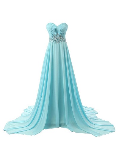 Sweetheart Chiffon with Sequins Court Train Inexpensive Empire Prom Dresses #JCD020102992
