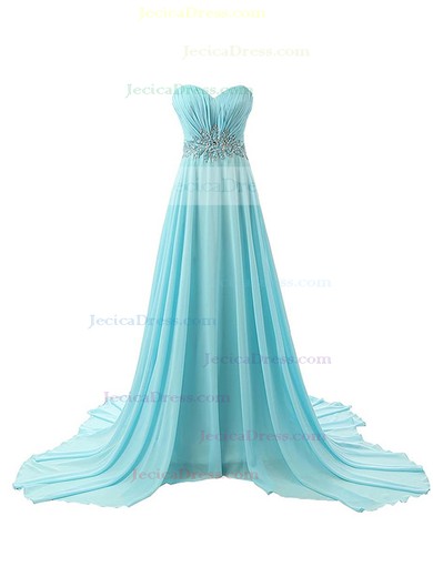 Sweetheart Chiffon with Sequins Court Train Inexpensive Empire Prom Dresses #JCD020102992