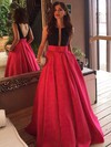 Sexy Princess Scoop Neck Satin Sashes / Ribbons Sweep Train Backless Red Prom Dresses #JCD020102999