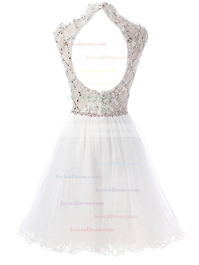 Open Back A-line Scoop Neck Tulle with Beading New Arrival Short/Mini Prom Dresses #JCD020103010