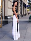 Square Neckline A-line Chiffon with Ruffles Floor-length Backless New Arrival Prom Dresses #JCD020103026