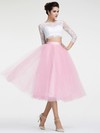 Famous Tea-length Ball Gown Scoop Neck Lace Tulle Sequins 3/4 Sleeve Two Piece Prom Dresses #JCD020103035