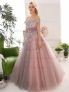 Ball Gown Tulle with Appliques Lace Floor-length New Arrival Off-the-shoulder Prom Dresses #JCD020103044