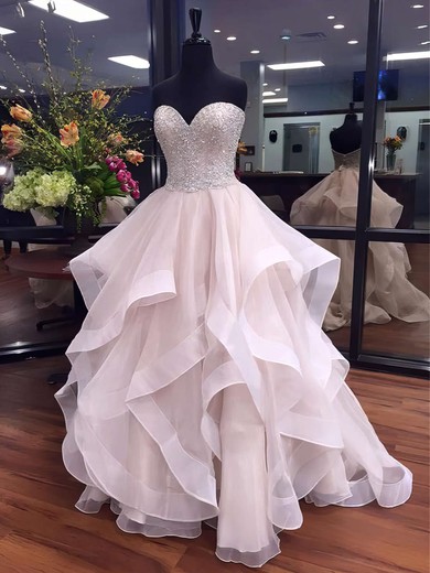 Boutique Sweetheart Organza with Beading Floor-length Ball Gown Prom Dresses #JCD020103055