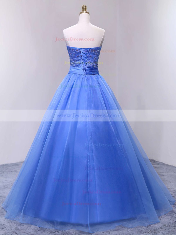 Inexpensive Sweetheart Organza with Beading Floor-length Lace-up Ball Gown Prom Dresses #JCD020103063