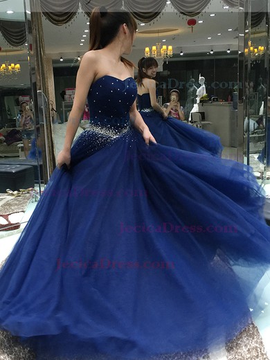 Sweetheart Tulle with Beading Floor-length Lace-up Boutique Ball Gown Prom Dresses #JCD020103079