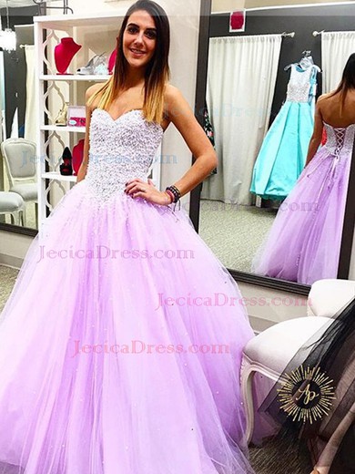 Sweetheart Tulle with Pearl Detailing Floor-length Fabulous Ball Gown Prom Dresses #JCD020103117