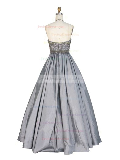 Elegant Ball Gown Backless Tulle Taffeta with Beading Floor-length Halter Prom Dresses #JCD020103120