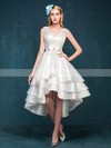 Asymmetrical Princess V-neck Satin Sashes / Ribbons Lace-up Trendy High Low Prom Dresses #JCD020103153