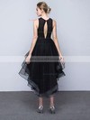 Princess Scoop Neck Organza with Beading Asymmetrical Popular High Low Black Prom Dresses #JCD020103179