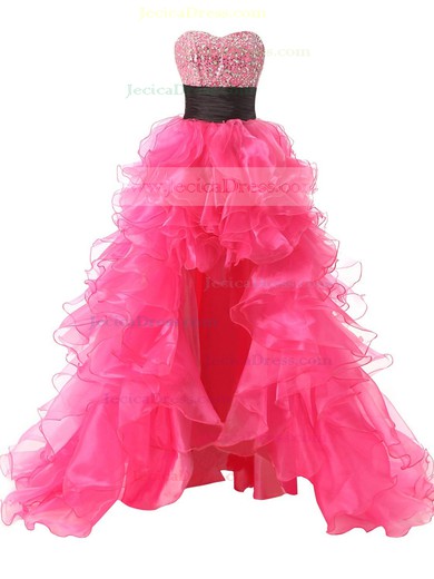 Asymmetrical Princess Sweetheart Organza with Beading Stunning High Low Prom Dresses #JCD020103184