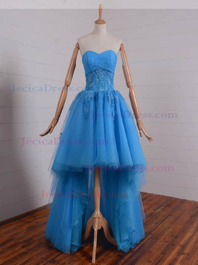 A-line Sweetheart Tulle with Appliques Lace Asymmetrical Wholesale High Low Prom Dresses #JCD020103197
