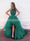 Modern Asymmetrical Princess Halter Red Organza with Beading High Low Backless Prom Dresses #JCD020103198