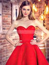Asymmetrical Princess Sweetheart Red Satin with Ruffles Classic High Low Prom Dresses #JCD020103199
