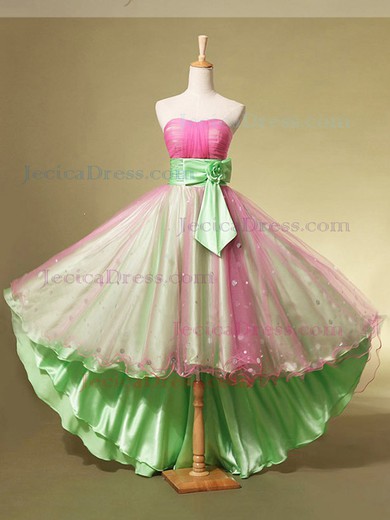 Asymmetrical A-line Sweetheart Tulle with Bow Inexpensive High Low Prom Dresses #JCD020103217