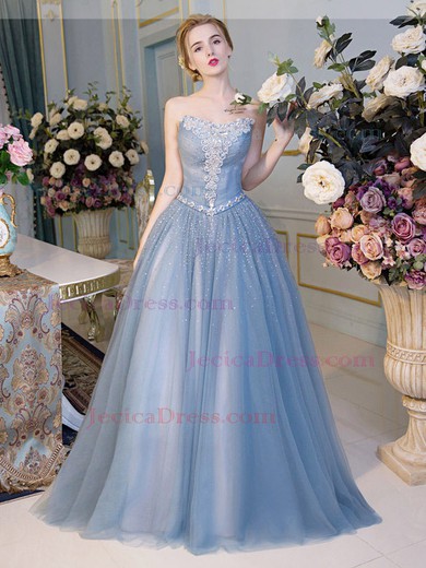 New Style V-neck Princess Tulle with Beading Floor-length Prom Dresses #JCD020103228