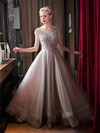Latest Princess Tulle Crystal Detailing Floor-length Cap Straps Off-the-shoulder Prom Dresses #JCD020103230