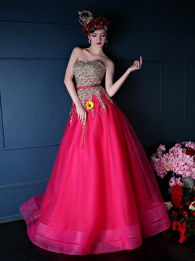 Sweetheart Tulle with Beading Lace-up Floor-length Stunning Princess Prom Dresses #JCD020103233