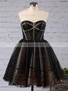 For Less Princess Sweetheart Tulle with Appliques Lace Short/Mini Black Prom Dresses #JCD020103252