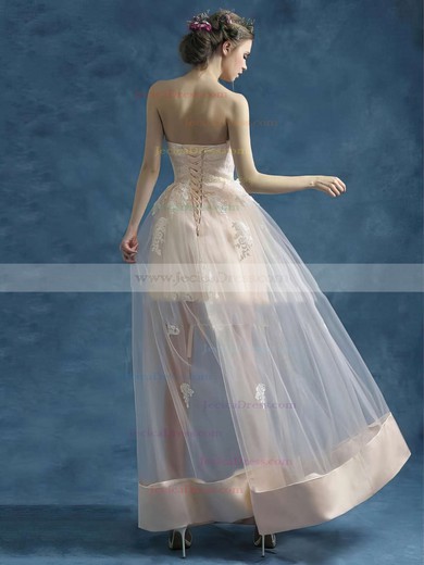 Perfect A-line Sweetheart Satin Tulle with Appliques Lace Floor-length Prom Dresses #JCD020103259