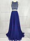 Two Piece A-line Scoop Neck Chiffon with Beading Floor-length Promotion Open Back Prom Dresses #JCD020103299