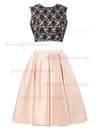 Short/Mini A-line Scoop Neck Lace Satin with Sequins Promotion Open Back Two Piece Prom Dresses #JCD020103335