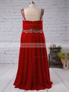 Affordable A-line V-neck Chiffon with Sequins Floor-length Red Plus Size Prom Dresses #JCD020103393