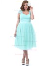 A-line Sweetheart Tulle with Ruffles Pretty Tea-length Plus Size Prom Dresses #JCD020103425