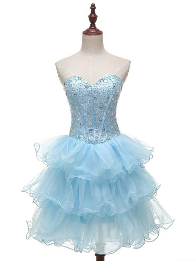 Promotion A-line Sweetheart Tulle with Beading Short/Mini Prom Dresses #JCD020103443