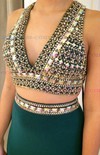 Exclusive V-neck Sheath/Column Chiffon with Beading Sweep Train Two Piece Prom Dresses #JCD020103473