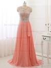 Beautiful A-line Scoop Neck Chiffon with Beading Sweep Train Prom Dresses #JCD020103491