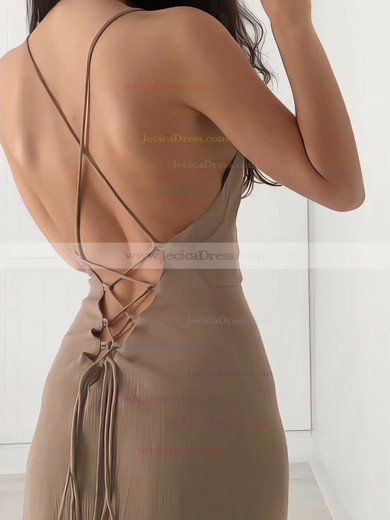 Sexy Square Neckline Sheath/Column Chiffon Ruffles Floor-length Backless Prom Dresses #JCD020103498