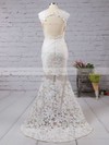 Scoop Neck Ivory Tulle Appliques Lace Sweep Train Newest Trumpet/Mermaid Open Back Prom Dresses #JCD020103500