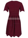 Short/Mini A-line Scoop Neck Satin Ruffles Simple Short Sleeve Prom Dresses #JCD020103522