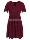Short/Mini A-line Scoop Neck Satin Ruffles Simple Short Sleeve Prom Dresses #JCD020103522