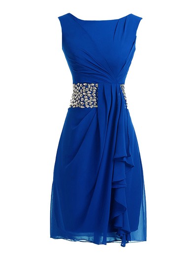 Discounted Royal Blue A-line Scoop Neck Chiffon with Beading Short/Mini Prom Dresses #JCD020103538