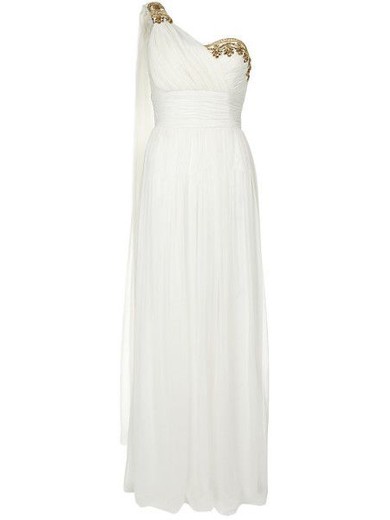 A-line Ivory Chiffon with Ruffles Floor-length Affordable One Shoulder Prom Dresses #JCD020103554