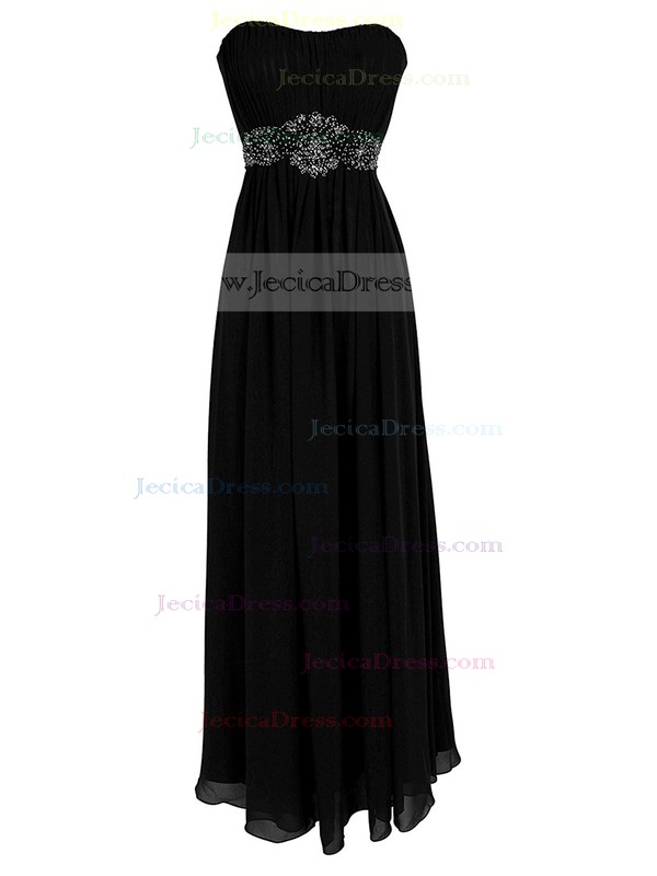 Empire Sweetheart Chiffon with Beading Floor-length Discounted Black Prom Dresses #JCD020103564