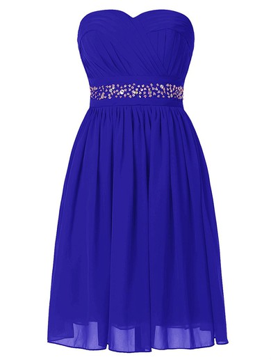 Empire Sweetheart Royal Blue Chiffon with Beading Original Short/Mini Prom Dresses #JCD020103566