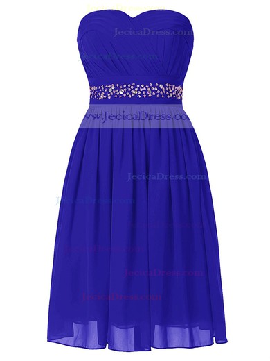 Empire Sweetheart Royal Blue Chiffon with Beading Original Short/Mini Prom Dresses #JCD020103566