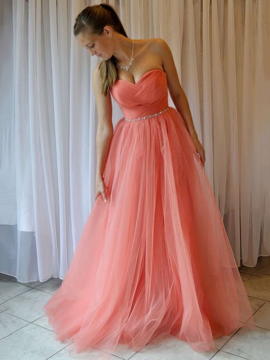 Vintage Sweetheart Tulle with Beading Floor-length Princess Prom Dresses #JCD020103605