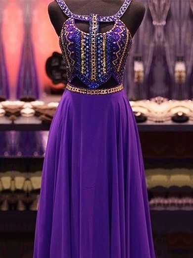 Discounted A-line Scoop Neck Chiffon with Beading Floor-length Prom Dresses #JCD020103606